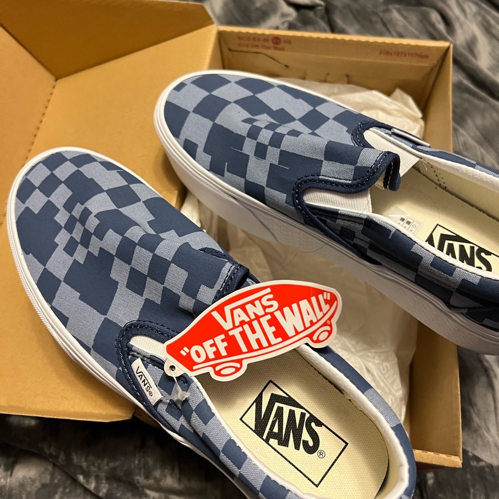 Vans classic checkerboard slip on platform sneakers